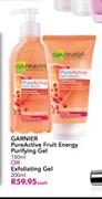 Garnier Pure Active Fruit Energy Purifying Gel-150ml Or Exfoliating Gel-200ml Each