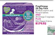 Preg Omega 28 Day Pack 28 Multivitamin And Mineral Tablets And 28 Omega 3 Vegicaps+50ml Nappi-Creme