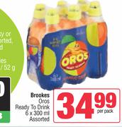 Brookes Oros Ready To Drink Assorted-6 x 300ml