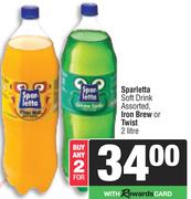 Sparletta Soft Drink Assorted, Iron Brew Or Twist-For Any 2 x 2Ltr