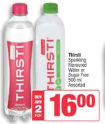 Thirsti Sparkling Flavoured Water Or Sugar Free Assorted-For Any 2 x 500ml
