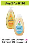 Johnson's Baby Shampoo Or Bath Wash Assorted-For Any 2 x 500ml