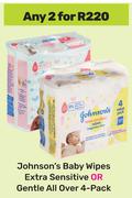 Johnson's Baby Wipes Extra Sensitive Or Gentle All Over 4 Pack-For Any 2