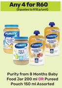 Purity From 8 Months Baby Food Jar 200ml Or Pureed Pouch 150ml Assorted-For Any 4