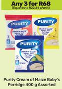 Purity Cream Of Maize Baby's Porridge Assorted-For Any 3 x 400g