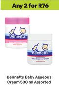 Bennetts Baby Aqueous Cream Assorted-For Any 2 x 500ml