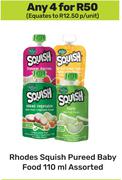 Rhodes Squish Pureed Baby Food Assorted-For Any 4 x 110ml