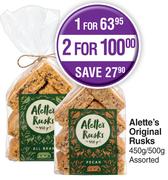Alette's Original Rusks Assorted-450g/500g