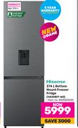 Hisense 374Ltr Bottom Mount Freezer Fridge H450BIT-WD