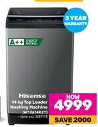 Hisense 14Kg Top Loader Washing Machine WTJA1402T