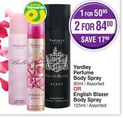 Yardley Perfume Body Spray 90ml Or Enlish Blazer Body Spray 125ml-For 2