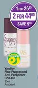 Yardley Fine Fragranced Anti Perspirant Roll On Assorted-50ml