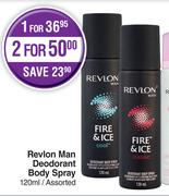 Revlon Man Deodorant Body Spray Assorted-For 2 x 120ml