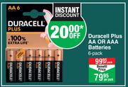 Duracell Plus AA Or AAA Batteries 6 Pack-Per Pack