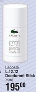 Lacoste L.12.12 Deodorant Stick-75ml
