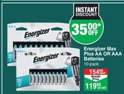 Energizer Max Plus AA Or AAA Batteries 10 Pack-Per Pack