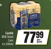 Castle Milk Stout Cans-6 x 500ml Per Pack