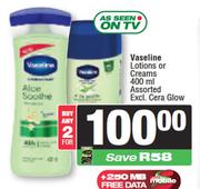 Vaseline Lotions Or Creams Assorted (Excl.Cera Glow)-For 2 x 400ml