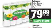 Twinsaver Toilet Tissue 1 Ply White-15s
