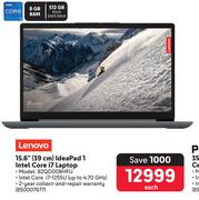 Lenovo 15.6" (39cm) Ideapad 1 Intel Core i7 Laptop 82QD00BHFU