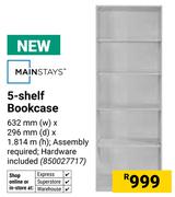 Mainstays 5 Shelf Bookcase 632mm (w) x 296mm (d) x 1814m (h) (850027717)