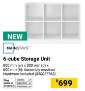 Mainstays 6 Cube Storage Unit 800mm (w) x 300mm (d) x 600mm (h)