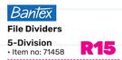Bantex 5 Division File Dividers