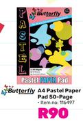 Butterfly A4 Pastel Paper Pad 50 Page-Each