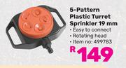 Garden Master 5 Pattern Plastic Turret Sprinkler 19mm