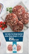 Oak Valley Free Range Gourmet Jumbo Wagyu Burgers-2x200g Per Pack