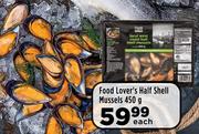 Food Lover's Half Shell Mussels-450g Each