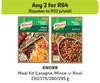 Knorr Meal Kit (Lasagne, Mince Or Rice)-For Any 2 x 230/275/280/295g