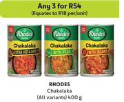 Rhodes Chakalaka (All Variants)-For Any 3 x 400g