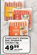 Food Lover's Viennas Red, Smoked & Chicken-1Kg Per Pack