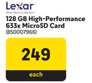 Lexar 128GB High Performance 633x Micro SD Card-Each