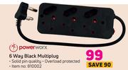 Powerworx 6 Way Black Multiplug