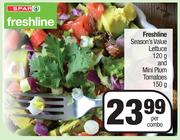 Freshline Season's Value Lettuce 120g & Mini Plum Tomatoes 150g-Per Combo