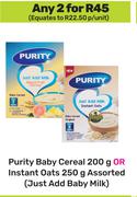 Purity Bbay Cereal 200g Or Instant Oats 250g (Just Add Baby Milk)-For 2