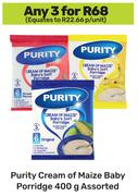 Purity Cream Of Maize Baby Porridge Assorted-For 3 x 400g