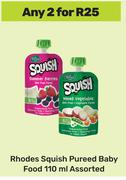 Rhodes Squish Pureed Baby Food Assorted-For 2 x 110ml