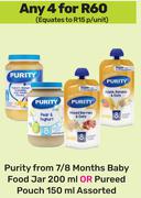Purity From 7/8 Months Baby Food Jar 200ml Or Pureed Pouch 150ml Assorted-For 4