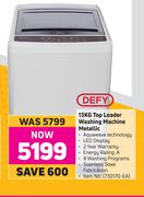Defy 13kg Top Loader Washing Machine (Metallic)