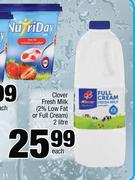 Clover Fresh Milk(2% Low Fat Or Full Cream-2Ltr Each