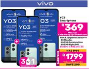 3 x Vivo Y03 Smartphone-On 1.3GB Red Top Up Core More Data