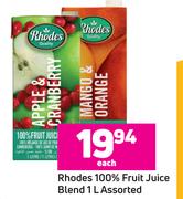 Rhodes 100% Fruit Juice Blend Assorted-1L Each