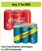 Coca Cola Original, Schweppes Assorted-For 2 x 6 x 200ml