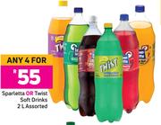 Sparletta Or Twist Soft Drinks Assorted-For 4 x 2L