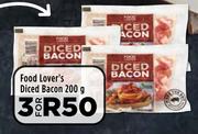 Food Lover's Diced Bacon-For 3 x 200g