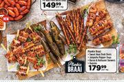 Plankie Braai (Sweet Heat Pork Shots, Jalapeno Popper Dogs, Bacon & Halloumi Skewers/Oepsies)-Per kg