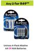 Uniross 4 Pack Alkaline AA Or AAA Batteries-For Any 2